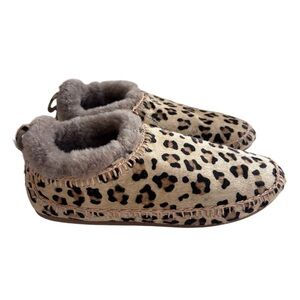 Laidbacklondon Fuyu Crochet Sheepskin Slipper Boots Leopard 38